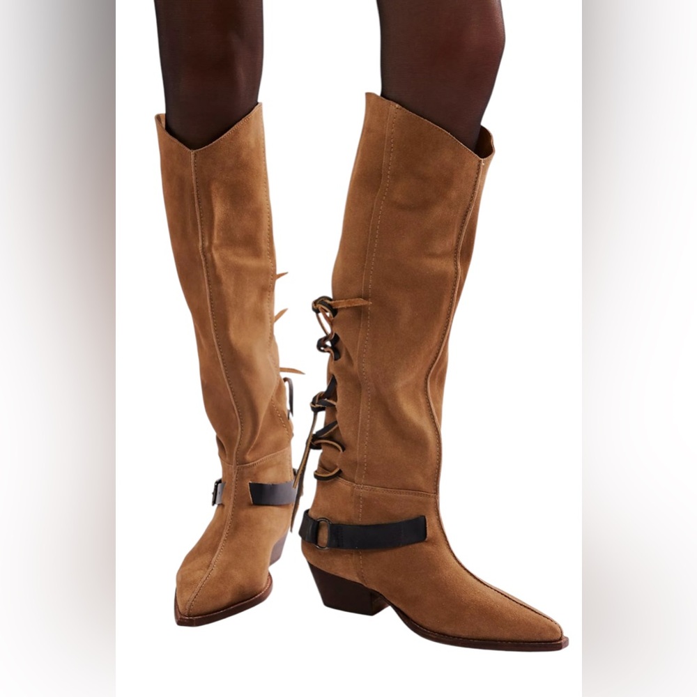 Free People Back Lace Shoes Sway Low Boot/ Military Swayed Size 7.5 NEW *Flaw - Picture 3 of 6